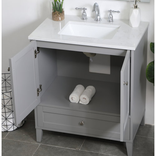 Mercury Row® Aleta 30'' Single Bathroom Vanity with Engineered Marble